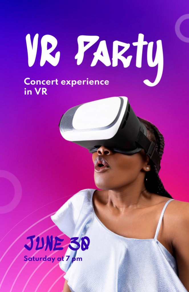 Virtual Party Ad on Purple Gradient Invitation 5.5x8.5in Design Template