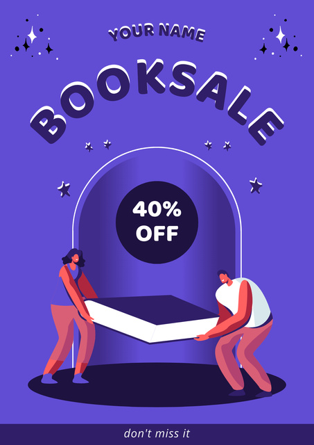 Books Sale Ad with People holding Book Posterデザインテンプレート