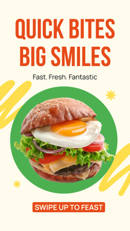 Fast Casual Restaurant Ad with Cute Phrase Instagram Story Design Template