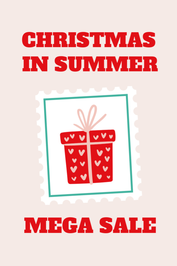 Mega Sale For Christmas In Summer With Present Flyer 4x6in Design Template