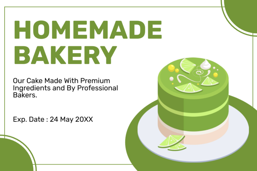 Homemade Cake With Lime From Bakery Label Design Template