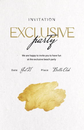 Exclusive Party Announcement With Golden Glitter Invitation 5.5x8.5in Design Template