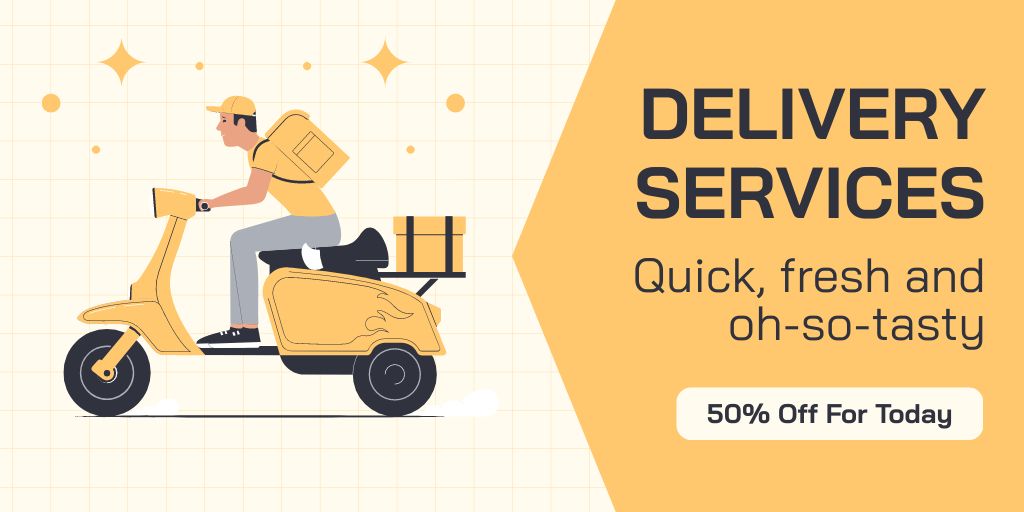 Illustration of Courier for Delivery Services Ad Twitter Design Template