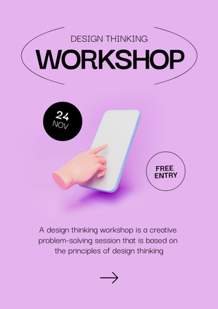 Design Thinking Workshop on Lilac Flyer A4 Modelo de Design