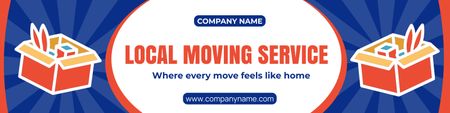 Ad of Local Moving Services with Stuff in Boxes Twitter Design Template