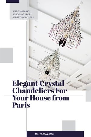 Template di design Elegant Crystal Chandeliers Offer in White Tumblr