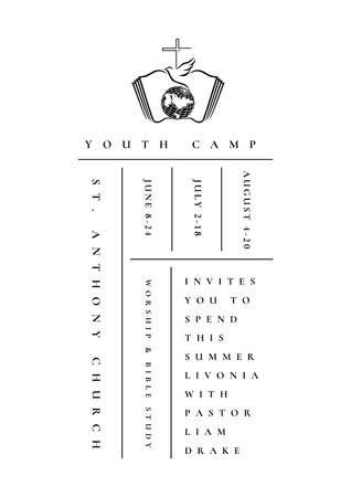 Anúncio do Acampamento Religioso Juvenil Poster Modelo de Design