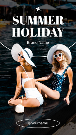 Summer Holiday with Pretty Girls Instagram Story Design Template