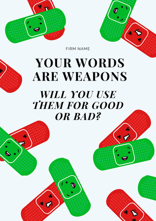 Ontwerpsjabloon van Poster van bewustzijn over woorden zijn wapens