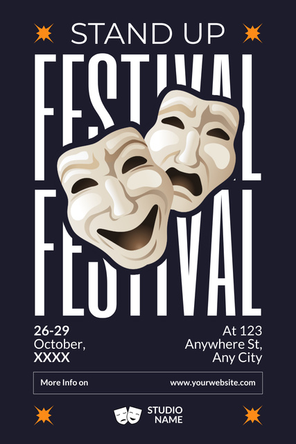 Festival of Comedy Event Announcement Pinterest Πρότυπο σχεδίασης