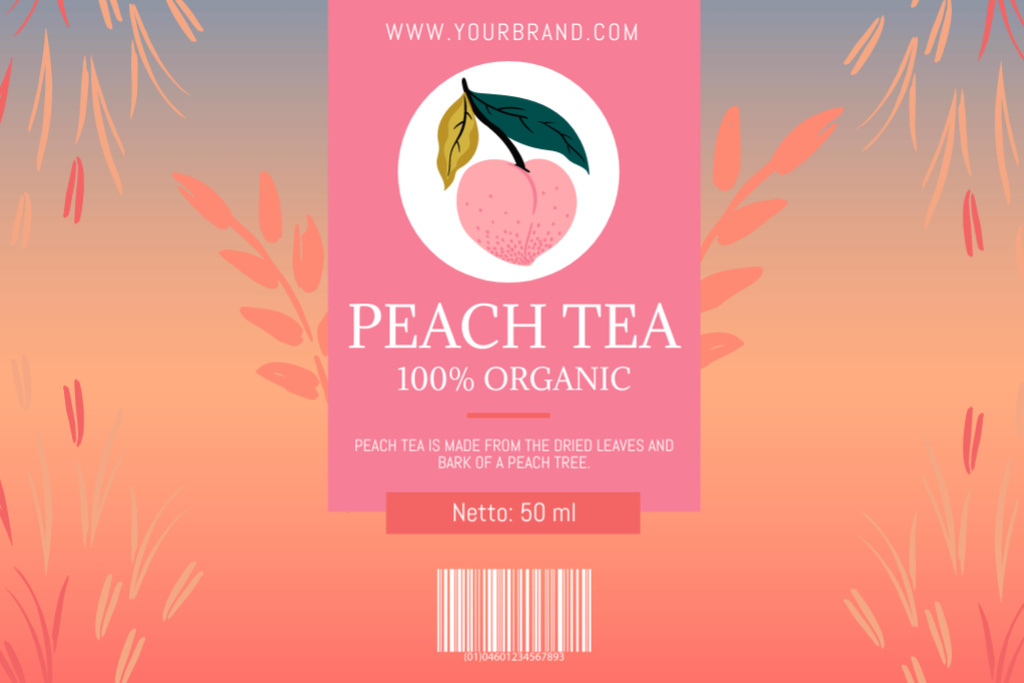 Organic Peach Tea Label Design Template