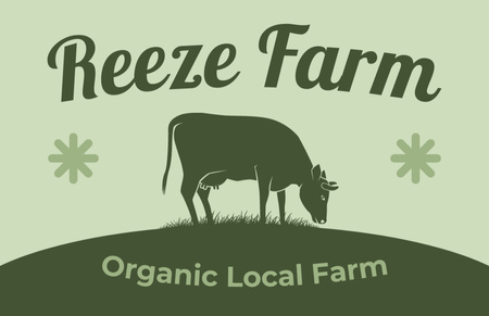 Local Organic Farm Emblem with Cow Business Card 85x55mm Design Template