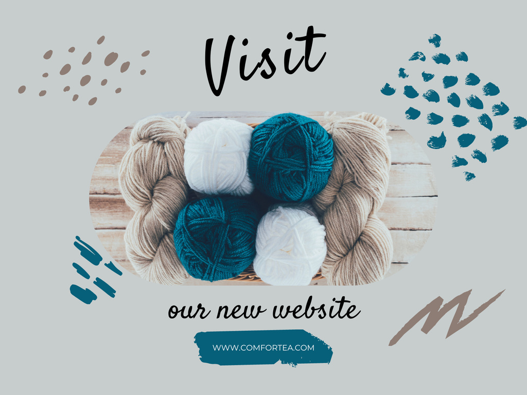 Website Ad with Soft Skeins of Wool Poster 18x24in Horizontal Design Template