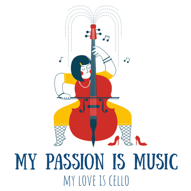 Inspirational Quote with Musician Playing Cello Animated Post Modelo de Design