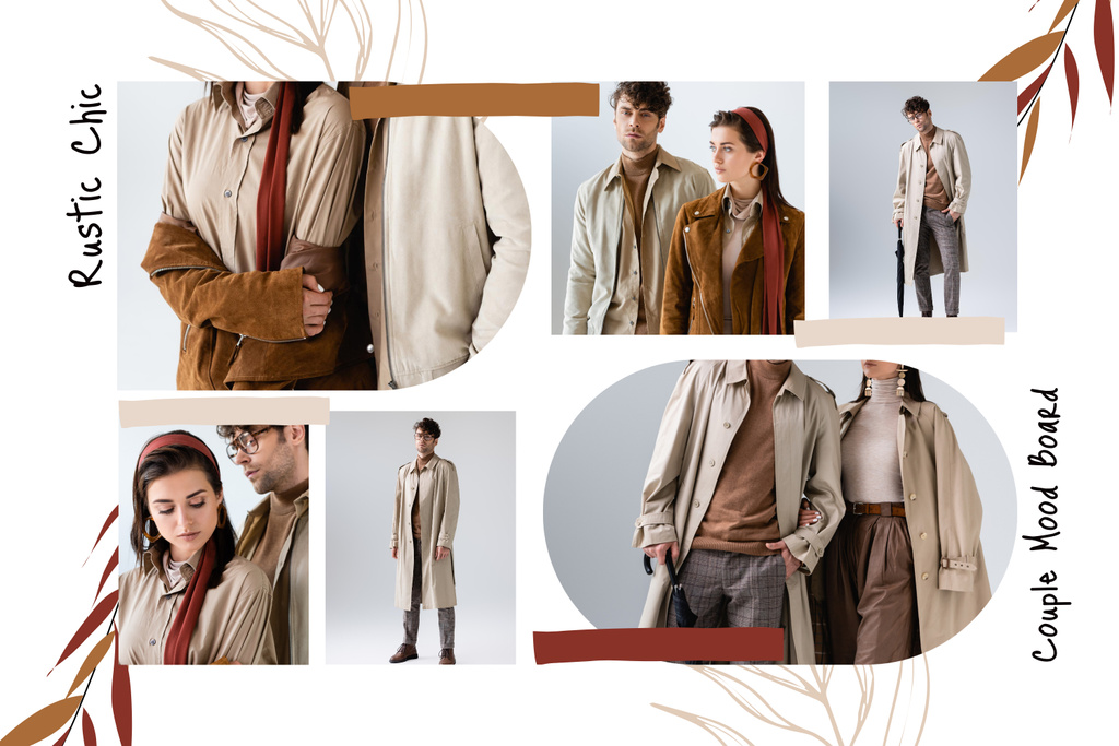 Rustic Coats Promotion For Autumn Season Mood Board Design Template