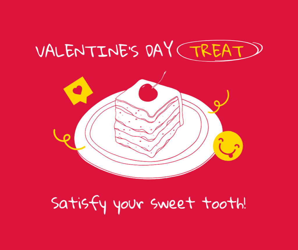 Designvorlage Sweet Piece Of Cake Due Valentine's Day für Facebook