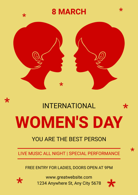 Event Announcement on International Women's Day Poster Πρότυπο σχεδίασης