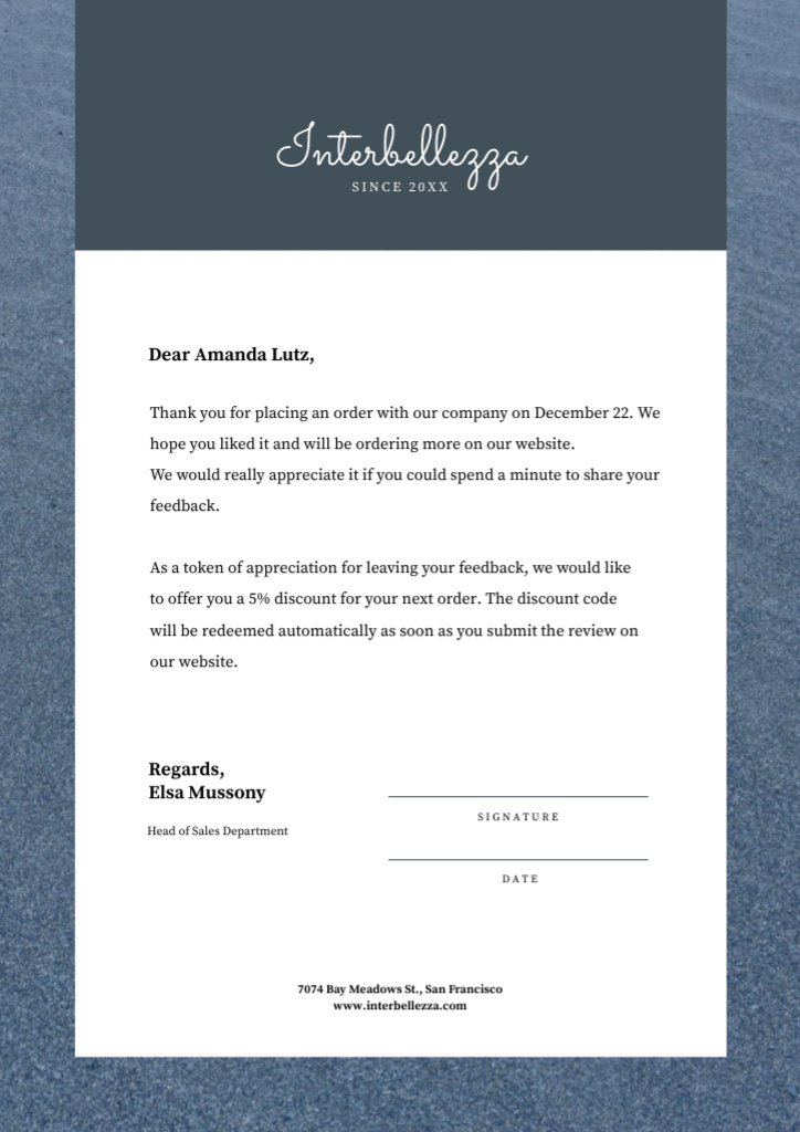 Template di design Business Company order gratitude Letterhead
