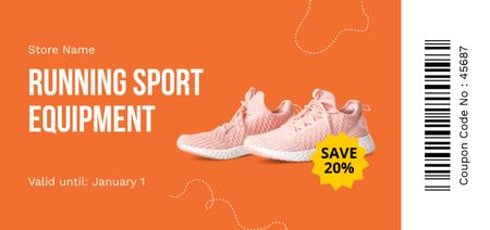 Sports Shoes Sale Voucher on Orange Coupon Din Large Design Template