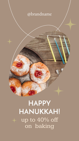 Happy Hanukkah Greetings And Pastry At Discounted Rates Instagram Story Design Template