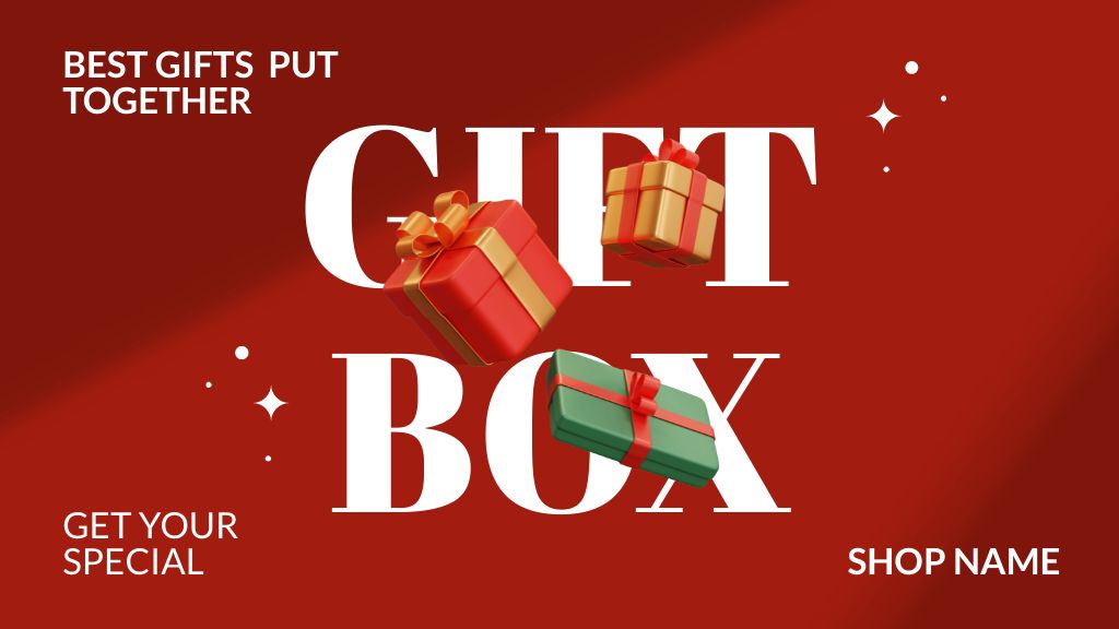 Gift Box With Wares Sale Offer Label 3.5x2in Šablona návrhu