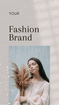 Fashion Brand Ad with Stylish Young Woman Instagram Story Modelo de Design