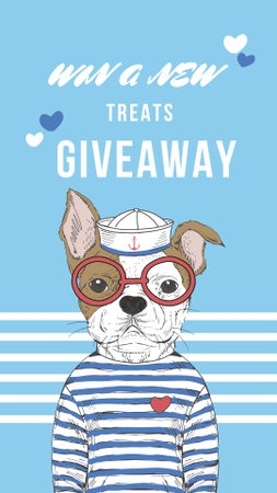 Treats for Pets Giveaway Offer with Funny Bulldog Instagram Story Design Template