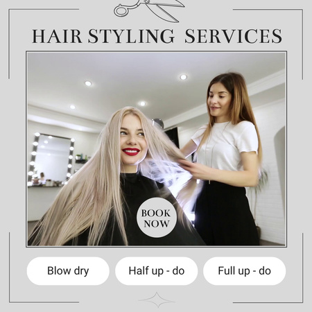 Hair Styling Services Offer In Salon Animated Post Design Template