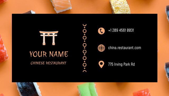 Chinese Restaurant Ad Business Card USデザインテンプレート