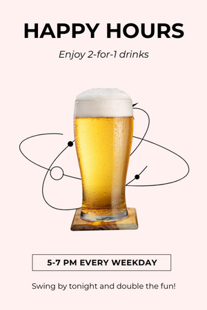 Plantilla de diseño de Happy Hours de cerveza después del almuerzo de lunes a viernes Tumblr 