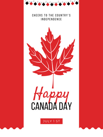 Захоплююче оголошення про святкування Дня Канади з державним прапором Poster US – шаблон для дизайну