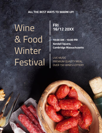 Platilla de diseño Food Festival With Wine and Snacks Announcement Invitation 13.9x10.7cm