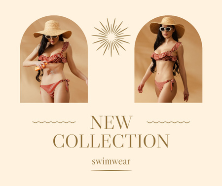 Swimwear Collection Ad with Woman Facebook Design Template