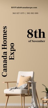 Homes And Interiors Expo Alert on Beige Invitation 9.5x21cm Design Template