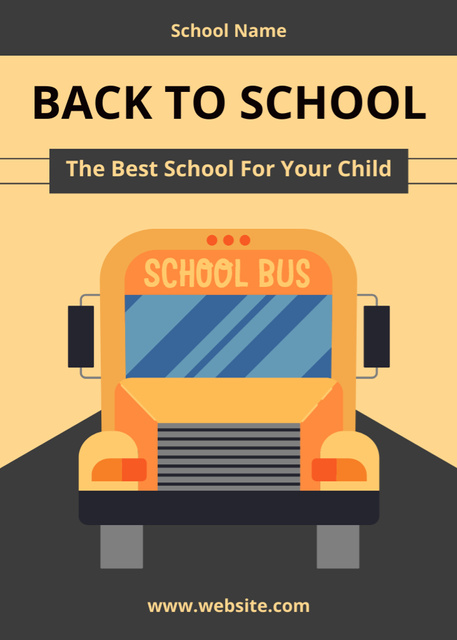 Back to School Offer with Illustration of Bus Flayer tervezősablon