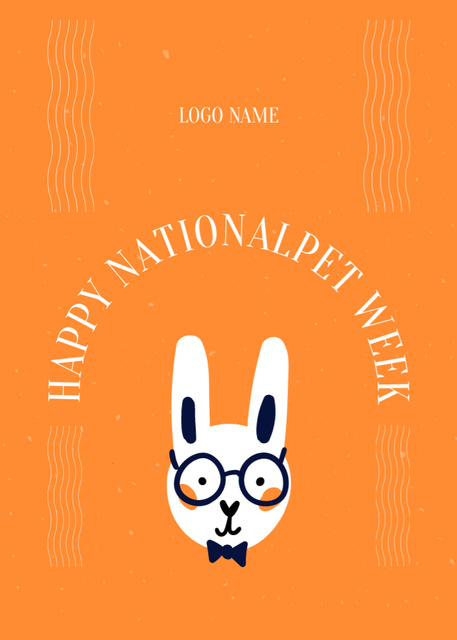 Designvorlage National Pet Week Congrats With Bunny In Orange für Postcard 5x7in Vertical