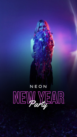 Neon Party In Club For New Year Celebration Instagram Video Story Design Template