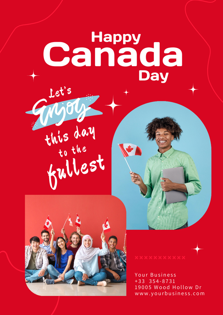 Happy Canada Day with Young People Poster A3デザインテンプレート