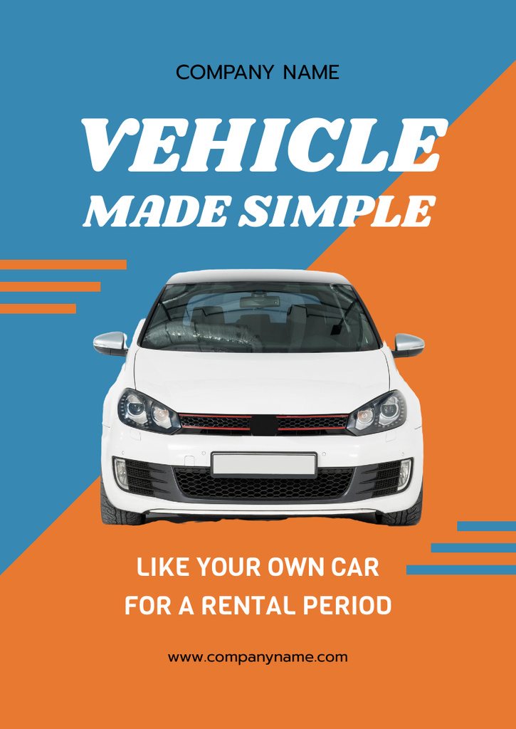 Vehicle Hiring Service with Modern Car Poster A3 – шаблон для дизайна