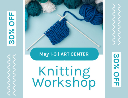 Knitting Workshop In Spring With Discount Thank You Card 5.5x4in Horizontal Design Template