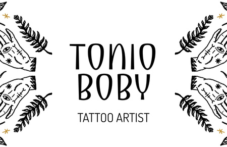 Plantilla de diseño de Oferta de tatuador creativo con Twigs Business Card 85x55mm 