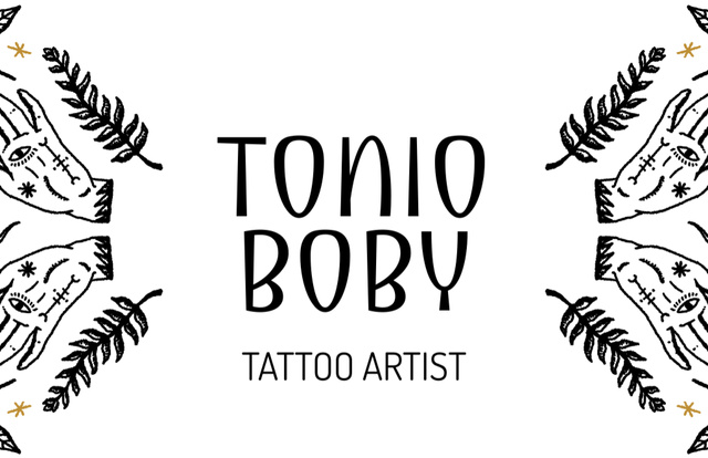 Creative Tattoo Artist Offer With Twigs Business Card 85x55mm Modelo de Design