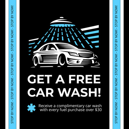 Offer Complimentary Car Wash at Gas Station Instagram Design Template
