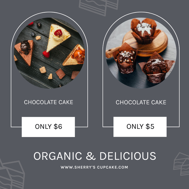 Designvorlage Baking Offer with Sweet Chocolate Cakes für Instagram