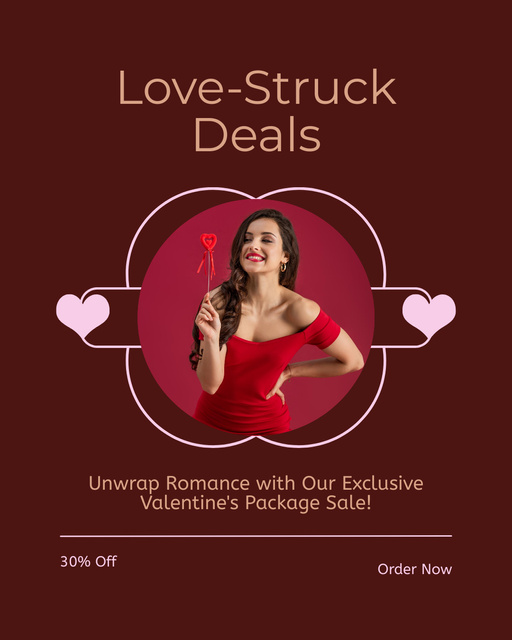 Exclusive Deals Due Valentine's Day With Discounts Instagram Post Vertical – шаблон для дизайна