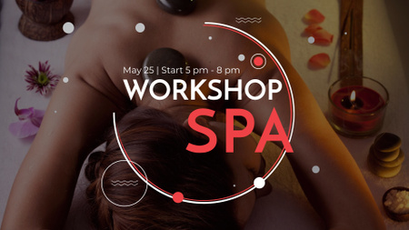 Wellness Spa Offer with Woman Relaxing at Stones Massage FB event cover Design Template