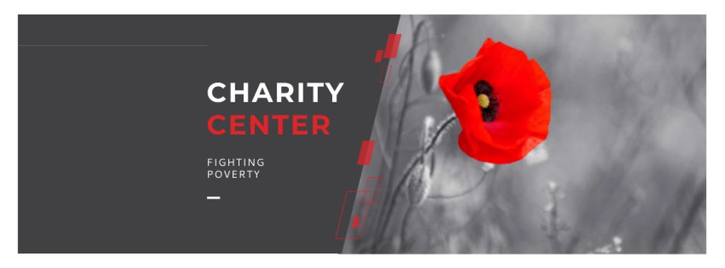 Charity Ad with Red Poppy Illustration Facebook cover – шаблон для дизайна