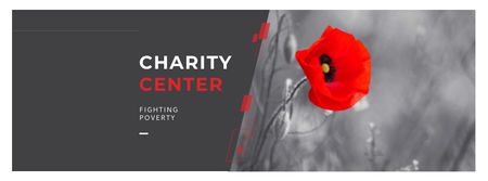 Charity Ad with Red Poppy Illustration Facebook cover Design Template