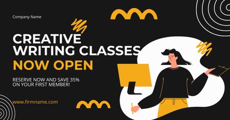 Flawless Content Writing Classes Offer With Discounts Facebook AD Design Template