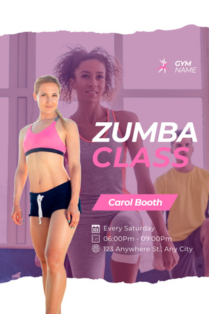 Anúncio de aula de Zumba com Fit Body Woman Pinterest Modelo de Design